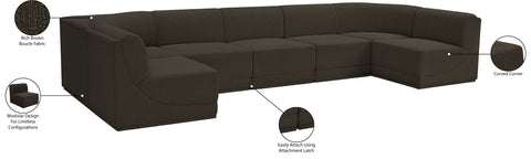 Estelle Brown 158 Boucle Fabric Upholstered Modular Sectional, 7-Piece
