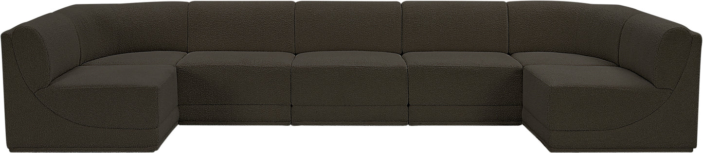 rudy brown boucle fabric modular sectional sec7a