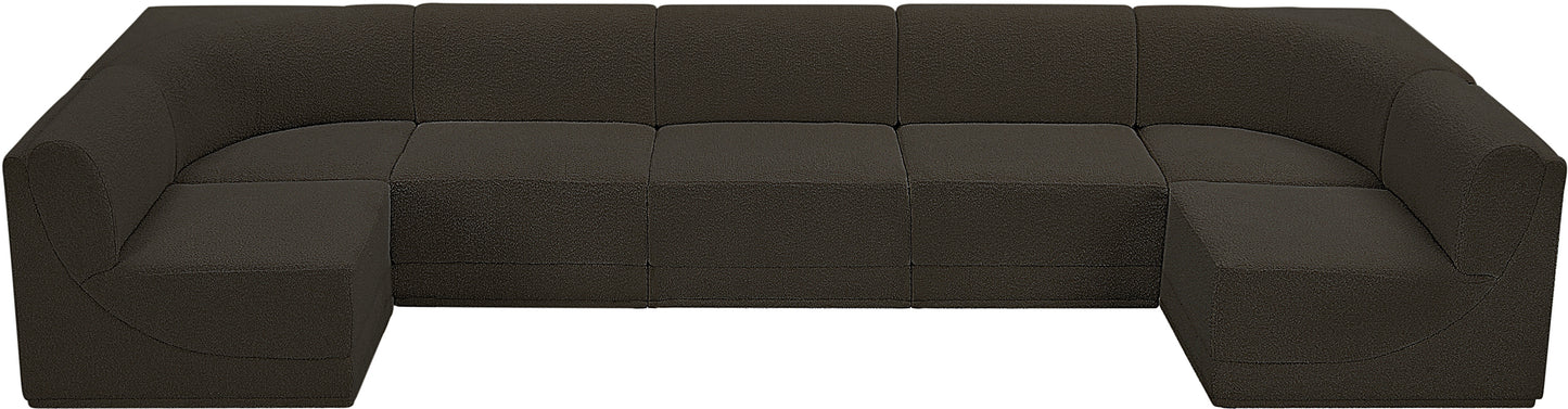 rudy brown boucle fabric modular sectional sec7a