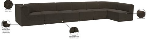Estelle Brown 188 Boucle Fabric Upholstered Modular Sectional, 7-Piece