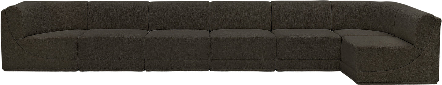 rudy brown boucle fabric modular sectional sec7b