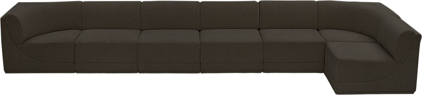 rudy brown boucle fabric modular sectional sec7b