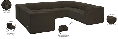 Estelle Brown 128 Boucle Fabric Upholstered Modular Sectional, 8-Piece