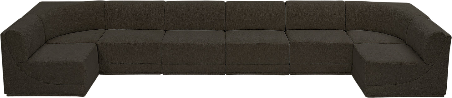 rudy brown boucle fabric modular sectional sec8b