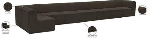 Estelle Brown 218 Boucle Fabric Upholstered Modular Sectional, 8-Piece