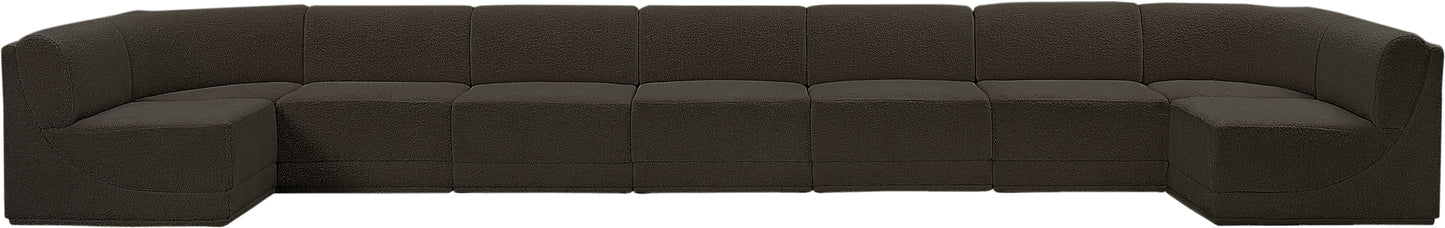 rudy brown boucle fabric modular sectional sec9a