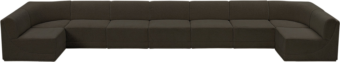 rudy brown boucle fabric modular sectional sec9a