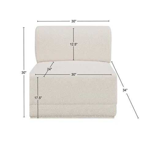 Rudy Cream Boucle Fabric Armless Armless