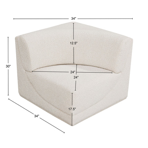 Rudy Cream Boucle Fabric Corner Corner