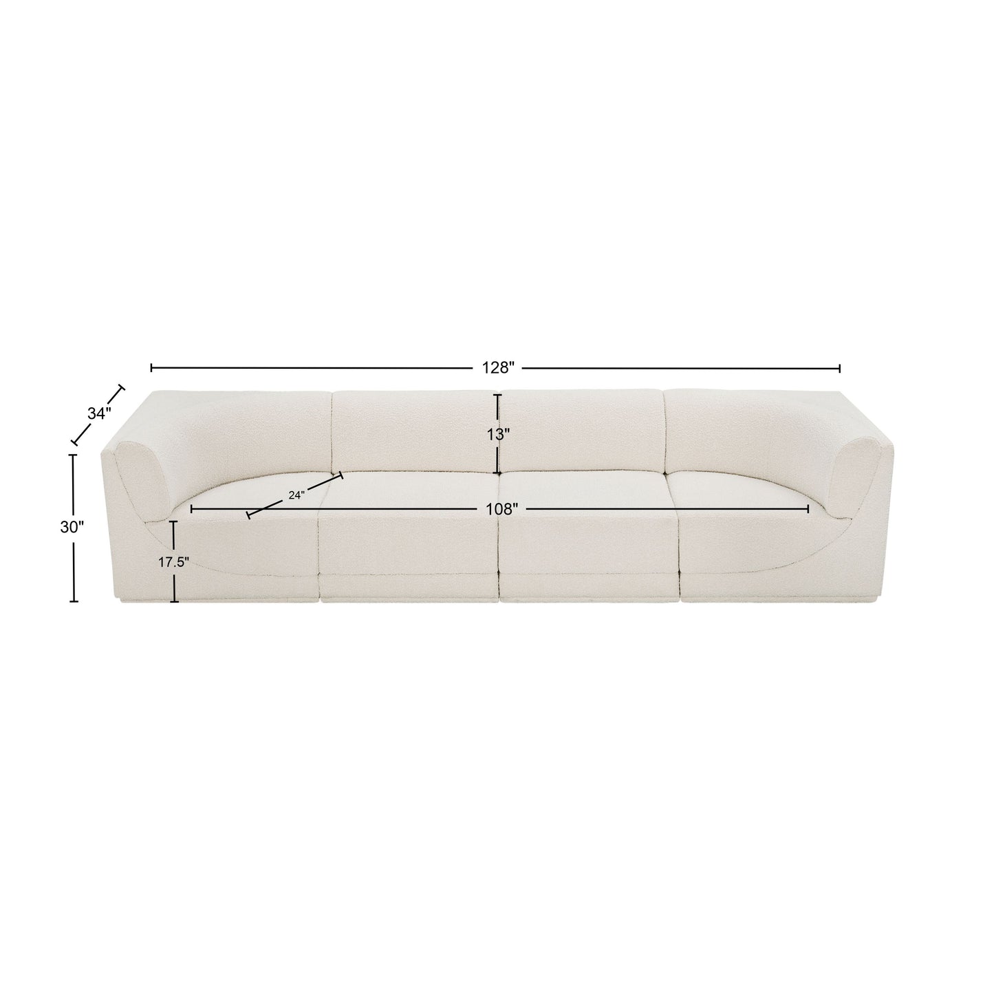 rudy cream boucle fabric modular sofa s128