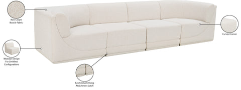 Estelle Cream 128 Boucle Fabric Upholstered Modular Sofa, 4-Piece