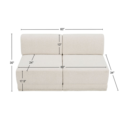 Rudy Cream Boucle Fabric Modular Sofa S60