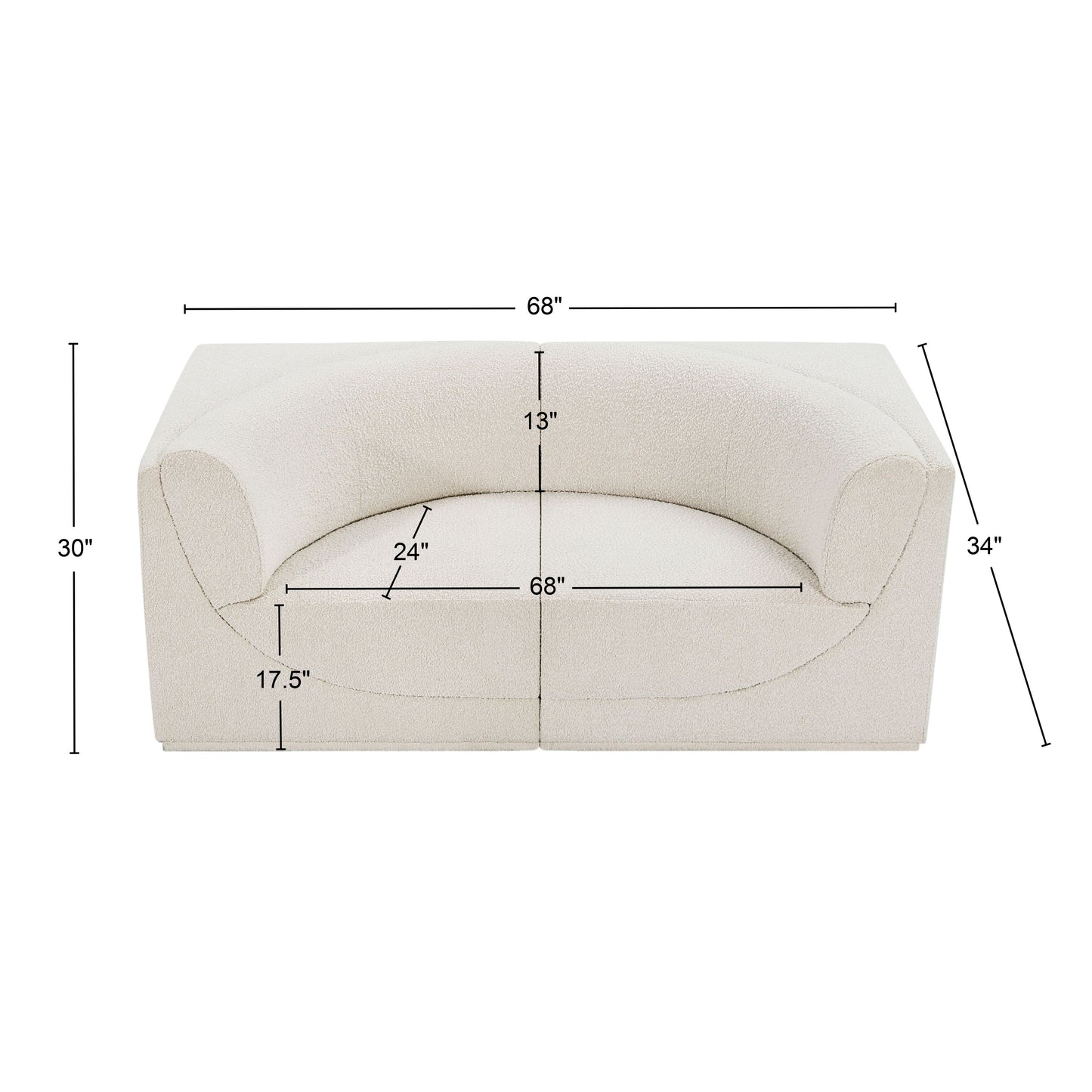 rudy cream boucle fabric modular sofa s68