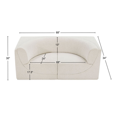 Rudy Cream Boucle Fabric Modular Sofa S68