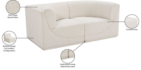Estelle Cream 68 Boucle Fabric Upholstered Modular Loveseat, 2-Piece
