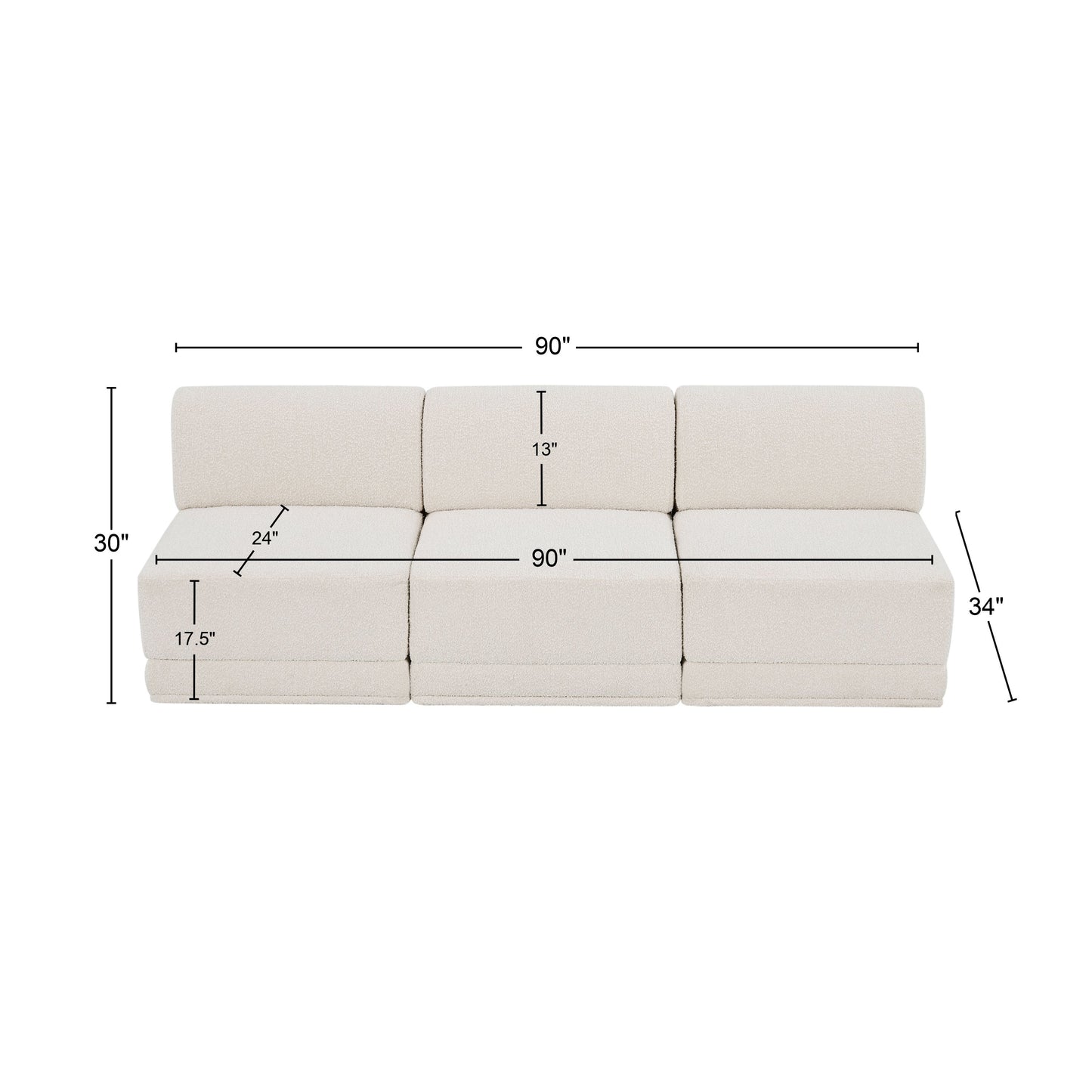 rudy cream boucle fabric modular sofa s90