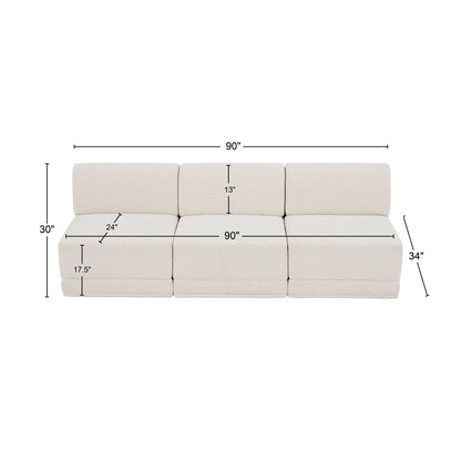 Rudy Cream Boucle Fabric Modular Sofa S90