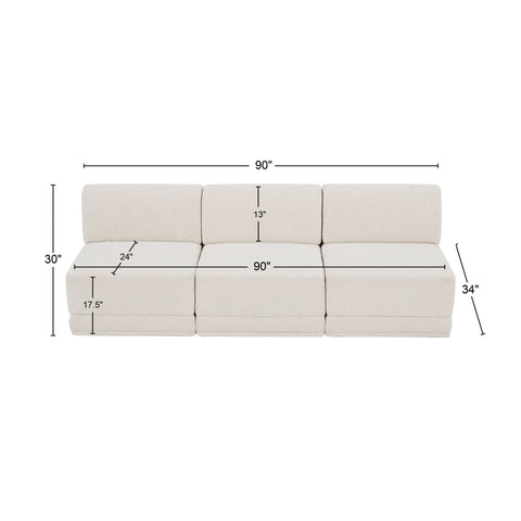 Rudy Cream Boucle Fabric Modular Sofa S90