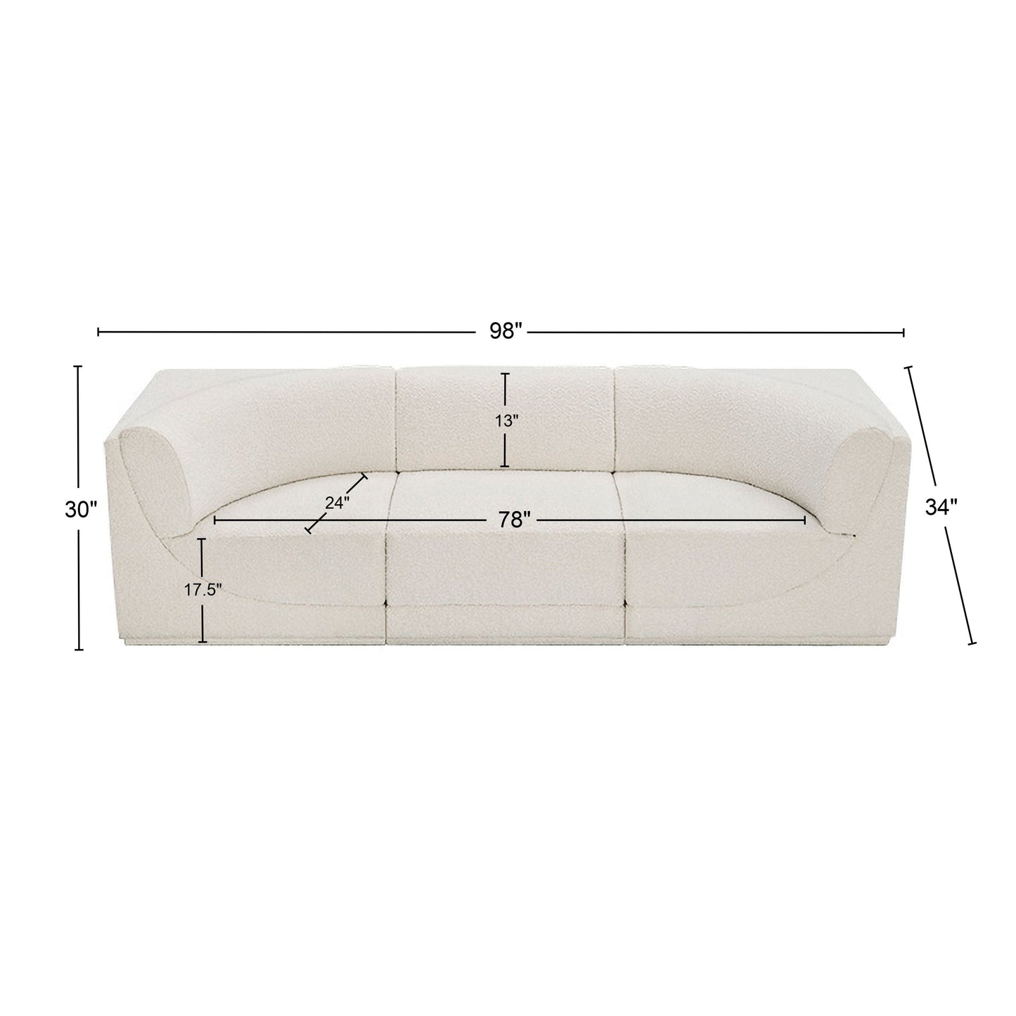 rudy cream boucle fabric modular sofa s98