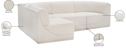 Estelle Cream 98 Boucle Fabric Upholstered Modular Sectional, 4-Piece