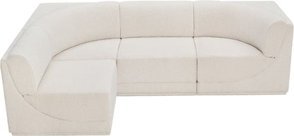 Rudy Cream Boucle Fabric Modular Sectional Sec4A