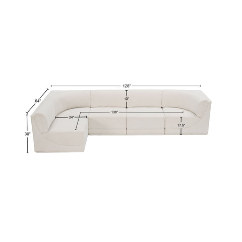 Rudy Cream Boucle Fabric Modular Sectional Sec5A