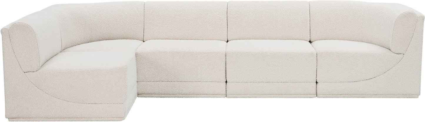 rudy cream boucle fabric modular sectional sec5a