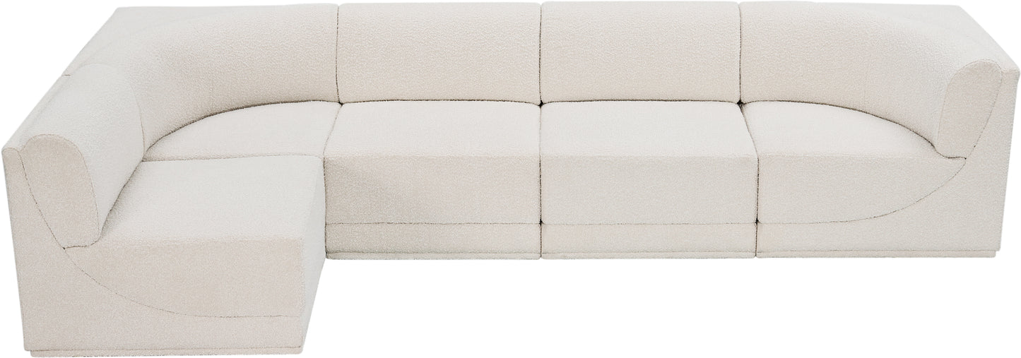 rudy cream boucle fabric modular sectional sec5a