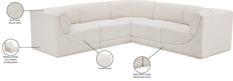 Estelle Cream 98 Boucle Fabric Upholstered Modular Sectional, 5-Piece