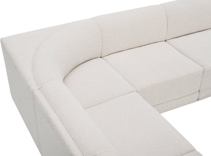 Rudy Cream Boucle Fabric Modular Sectional Sec5B