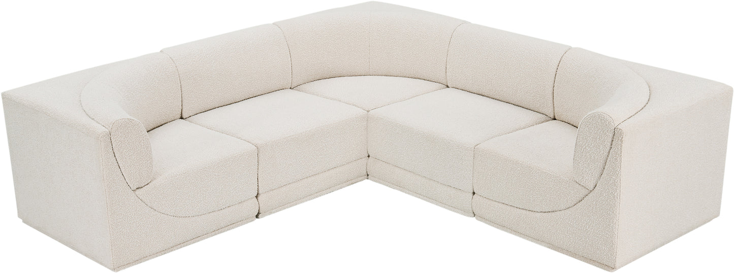 rudy cream boucle fabric modular sectional sec5b