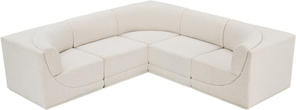 Rudy Cream Boucle Fabric Modular Sectional Sec5B