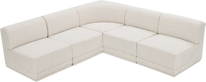 Rudy Cream Boucle Fabric Modular Sectional Sec5C