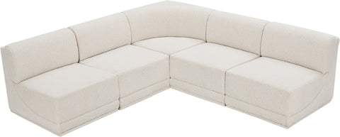 Rudy Cream Boucle Fabric Modular Sectional Sec5C