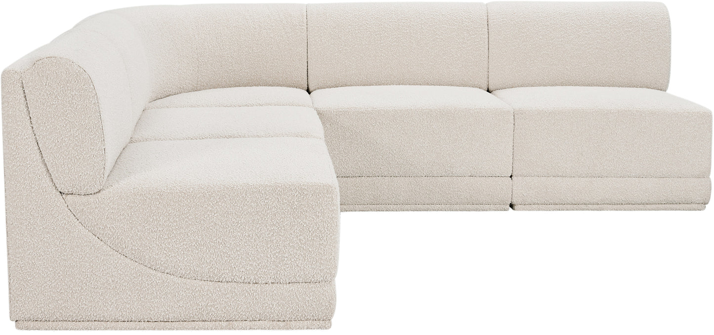 rudy cream boucle fabric modular sectional sec5c