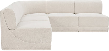 Rudy Cream Boucle Fabric Modular Sectional Sec5C