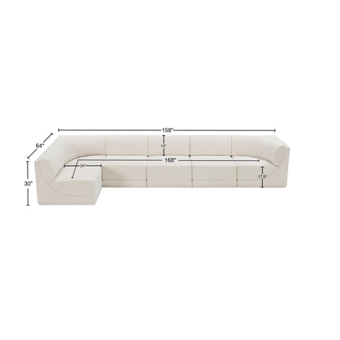 Rudy Cream Boucle Fabric Modular Sectional Sec6A