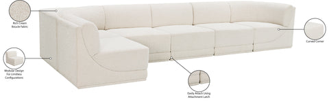 Estelle Cream 158 Boucle Fabric Upholstered Modular Sectional, 6-Piece
