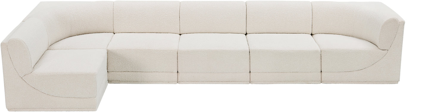 rudy cream boucle fabric modular sectional sec6a