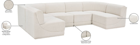 Estelle Cream 128 Boucle Fabric Upholstered Modular Sectional , 6-Piece (Style 1)