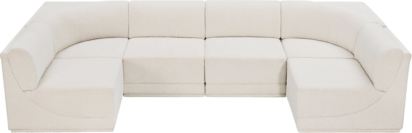 rudy cream boucle fabric modular sectional sec6b