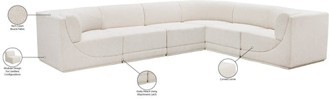 Estelle Cream 128 Boucle Fabric Upholstered Modular Sectional , 6-Piece (Style 2)