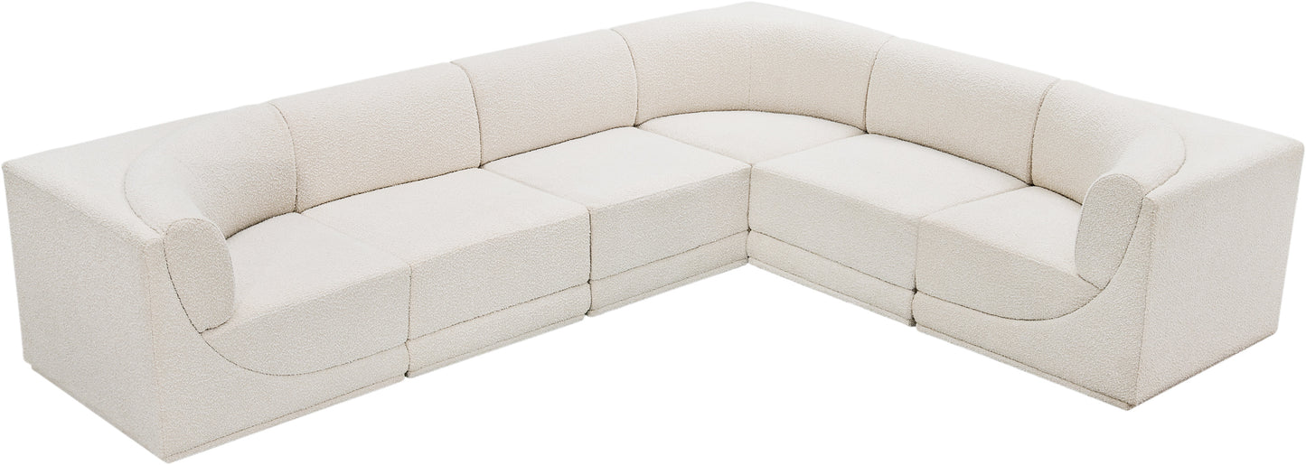 rudy cream boucle fabric modular sectional sec6c