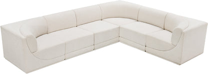 Rudy Cream Boucle Fabric Modular Sectional Sec6C