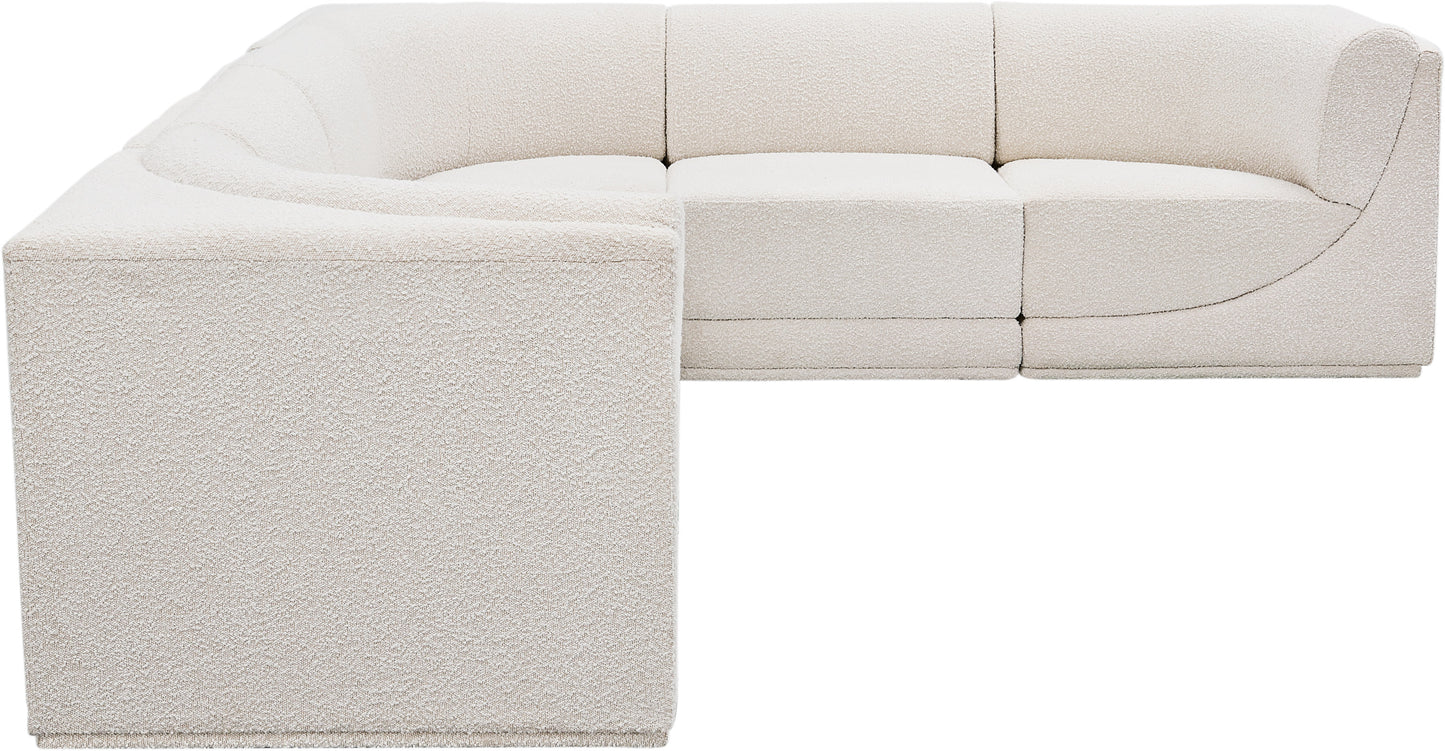 rudy cream boucle fabric modular sectional sec6c