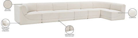 Estelle Cream 188 Boucle Fabric Upholstered Modular Sectional, 7-Piece