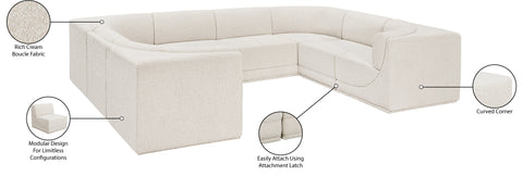 Estelle Cream 128 Boucle Fabric Upholstered Modular Sectional, 8-Piece