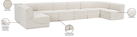 Estelle Cream 188 Boucle Fabric Upholstered Modular Sectional, 8-Piece