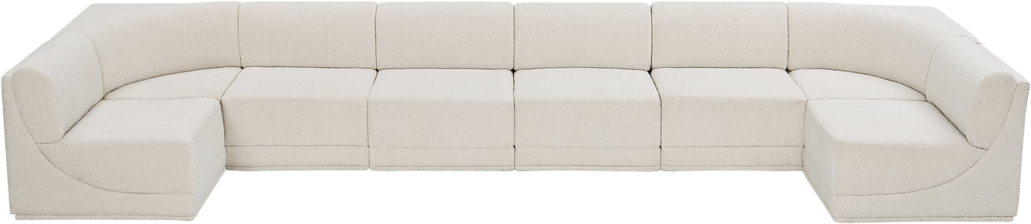 rudy cream boucle fabric modular sectional sec8b