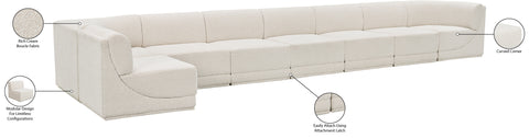Estelle Cream 218 Boucle Fabric Upholstered Modular Sectional, 8-Piece
